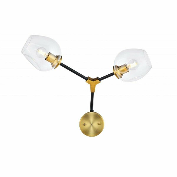 Glowflow Cavoli 2 Light in Light Antique Brass & Flat Black Wall Sconce GL2945068